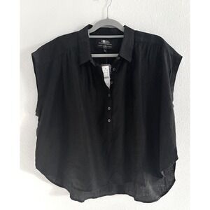 J Crew Baird McNutt Capitaine Shirt Womens Large Black Irish Linen NWT Resort